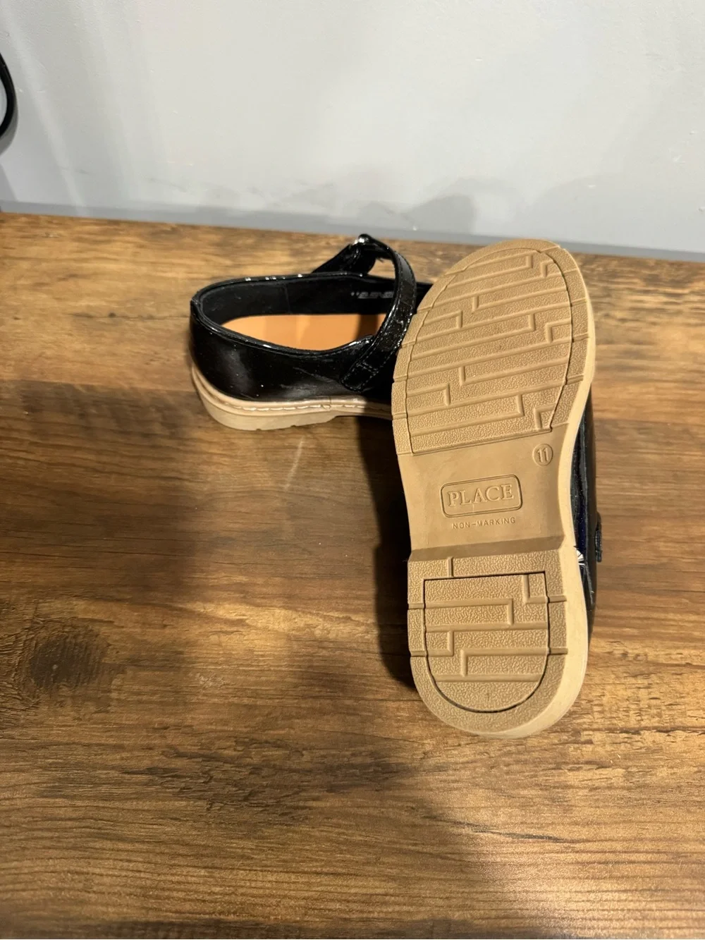 The Children's Place Black Patent Mary Jane Shoes with Tan Sole